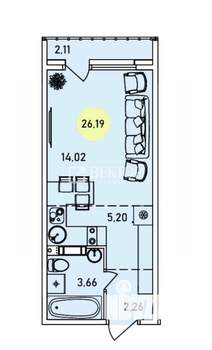 1-к квартира, вторичка, 26м2, 3/9 этаж
