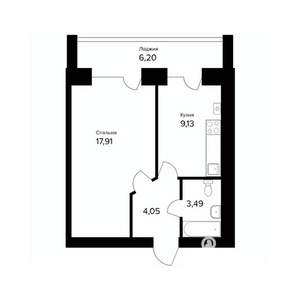 1-к квартира, вторичка, 38м2, 1/5 этаж
