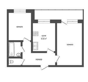 2-к квартира, вторичка, 50м2, 2/10 этаж