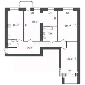 3-к квартира, вторичка, 99м2, 3/5 этаж