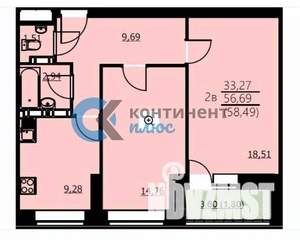 2-к квартира, вторичка, 59м2, 9/24 этаж