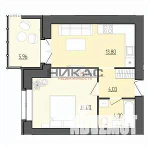 1-к квартира, строящийся дом, 39м2, 4/9 этаж