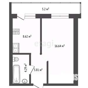 1-к квартира, вторичка, 33м2, 13/17 этаж