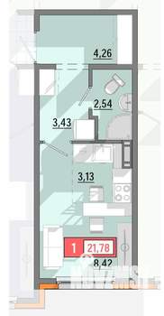 Студия квартира, вторичка, 22м2, 5/8 этаж