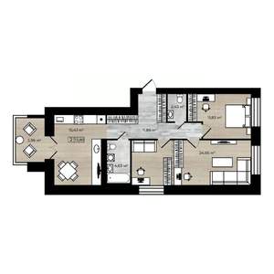2-к квартира, строящийся дом, 74м2, 8/9 этаж