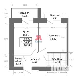 1-к квартира, строящийся дом, 39м2, 4/9 этаж