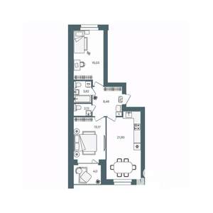 2-к квартира, строящийся дом, 67м2, 3/16 этаж