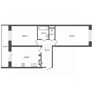 2-к квартира, вторичка, 58м2, 4/10 этаж