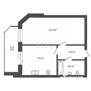 1-к квартира, вторичка, 34м2, 3/5 этаж