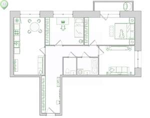 3-к квартира, вторичка, 76м2, 1/5 этаж