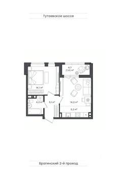 1-к квартира, вторичка, 44м2, 7/18 этаж