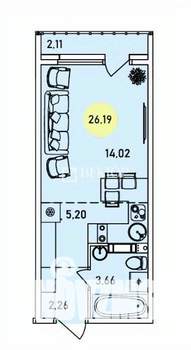 Студия квартира, вторичка, 26м2, 4/9 этаж