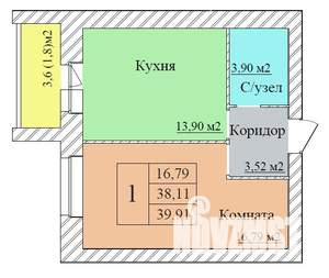 1-к квартира, вторичка, 40м2, 6/8 этаж