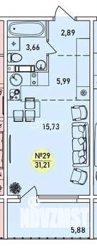 1-к квартира, вторичка, 31м2, 2/9 этаж