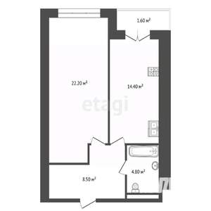 1-к квартира, вторичка, 51м2, 12/15 этаж