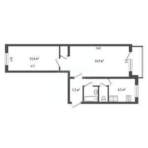 2-к квартира, вторичка, 45м2, 4/5 этаж