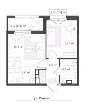 1-к квартира, вторичка, 42м2, 13/18 этаж