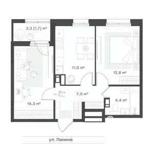 2-к квартира, вторичка, 51м2, 17/18 этаж