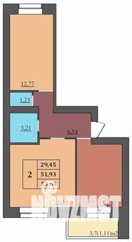 2-к квартира, строящийся дом, 53м2, 7/9 этаж