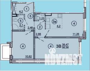 3-к квартира, вторичка, 57м2, 13/17 этаж