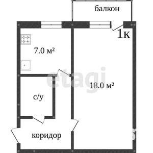 1-к квартира, вторичка, 31м2, 2/5 этаж