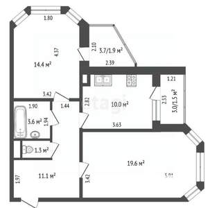 2-к квартира, вторичка, 64м2, 8/17 этаж