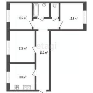 3-к квартира, вторичка, 63м2, 2/9 этаж