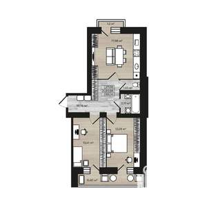 2-к квартира, строящийся дом, 68м2, 8/9 этаж