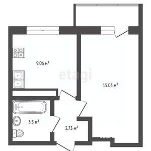 1-к квартира, вторичка, 33м2, 3/5 этаж