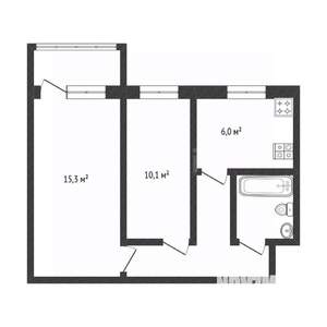 2-к квартира, вторичка, 42м2, 4/4 этаж