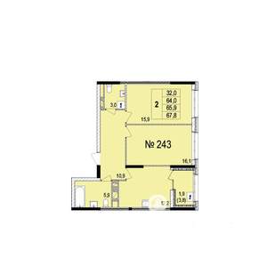 2-к квартира, строящийся дом, 66м2, 9/18 этаж