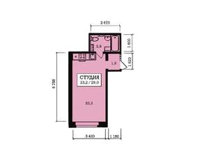 Студия квартира, строящийся дом, 29м2, 2/10 этаж