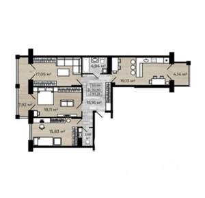 3-к квартира, строящийся дом, 97м2, 4/8 этаж