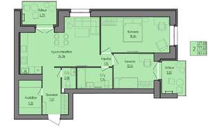 2-к квартира, вторичка, 78м2, 1/3 этаж