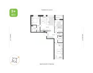 3-к квартира, вторичка, 87м2, 8/9 этаж