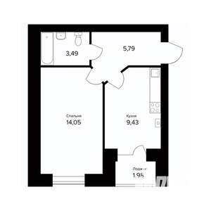 1-к квартира, вторичка, 34м2, 5/5 этаж