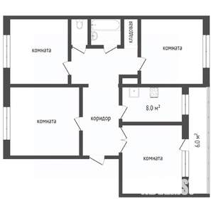 4-к квартира, вторичка, 76м2, 3/5 этаж