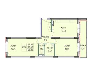 2-к квартира, вторичка, 58м2, 4/9 этаж