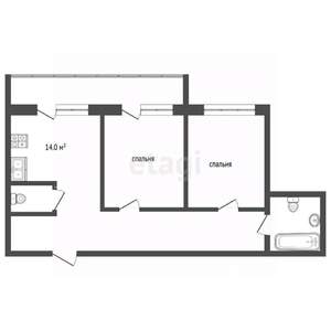 2-к квартира, вторичка, 68м2, 4/13 этаж