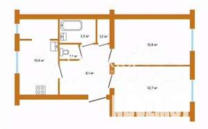 2-к квартира, вторичка, 50м2, 1/4 этаж