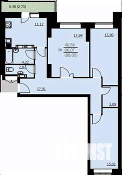 3-к квартира, вторичка, 89м2, 9/24 этаж