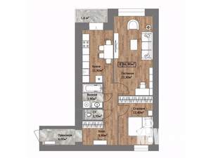 2-к квартира, вторичка, 67м2, 14/15 этаж