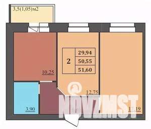 2-к квартира, строящийся дом, 52м2, 5/9 этаж