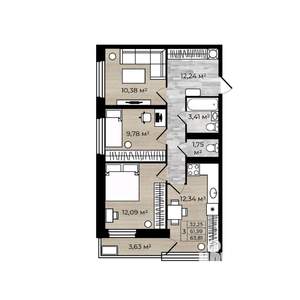 3-к квартира, вторичка, 69м2, 7/18 этаж