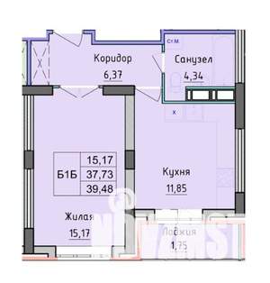 1-к квартира, вторичка, 39м2, 6/16 этаж