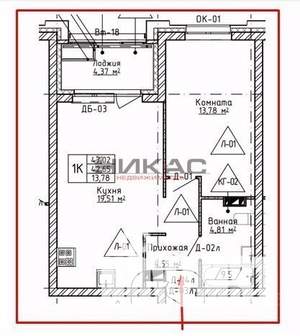 1-к квартира, вторичка, 41м2, 5/7 этаж