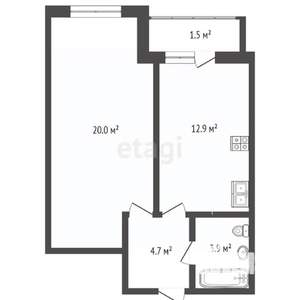 1-к квартира, вторичка, 42м2, 10/10 этаж
