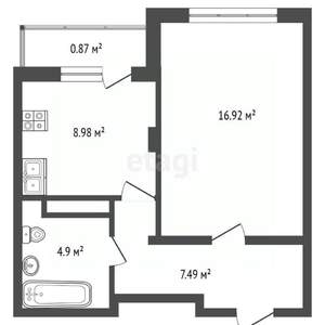 1-к квартира, сданный дом, 38м2, 2/10 этаж