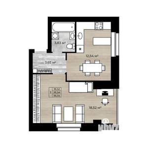 1-к квартира, сданный дом, 39м2, 2/10 этаж