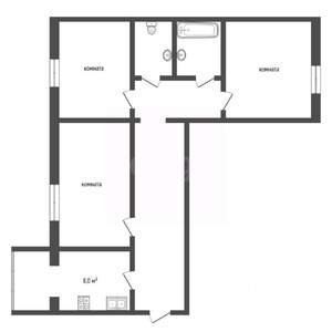 3-к квартира, вторичка, 61м2, 9/9 этаж